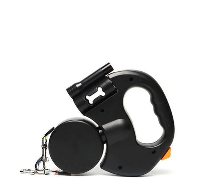 Retractable Reflective Dual Pet Leash Lead 360° Swivel Double Dog Walking Leash